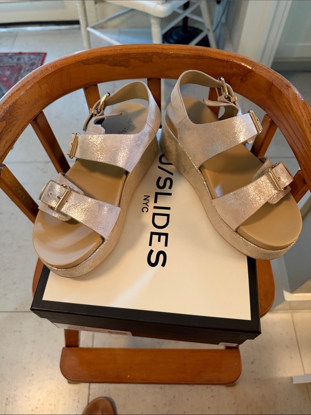 Women's Metallic Rose Gold Platform Sandals